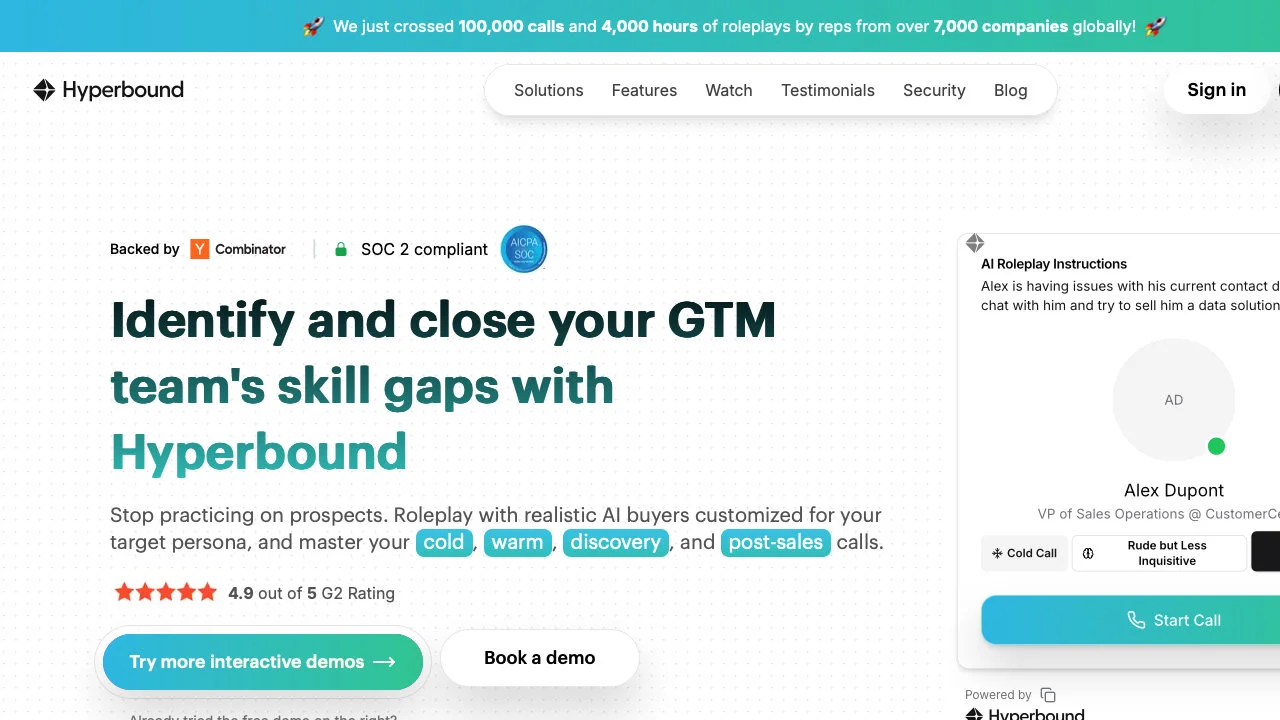Hyperbound: AI Sales Role-Play & Upskilling Platform