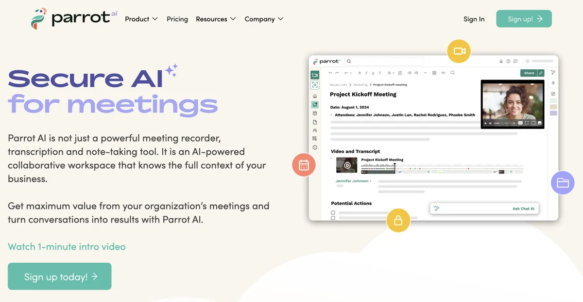 Parrot AI - Secure AI for Meetings