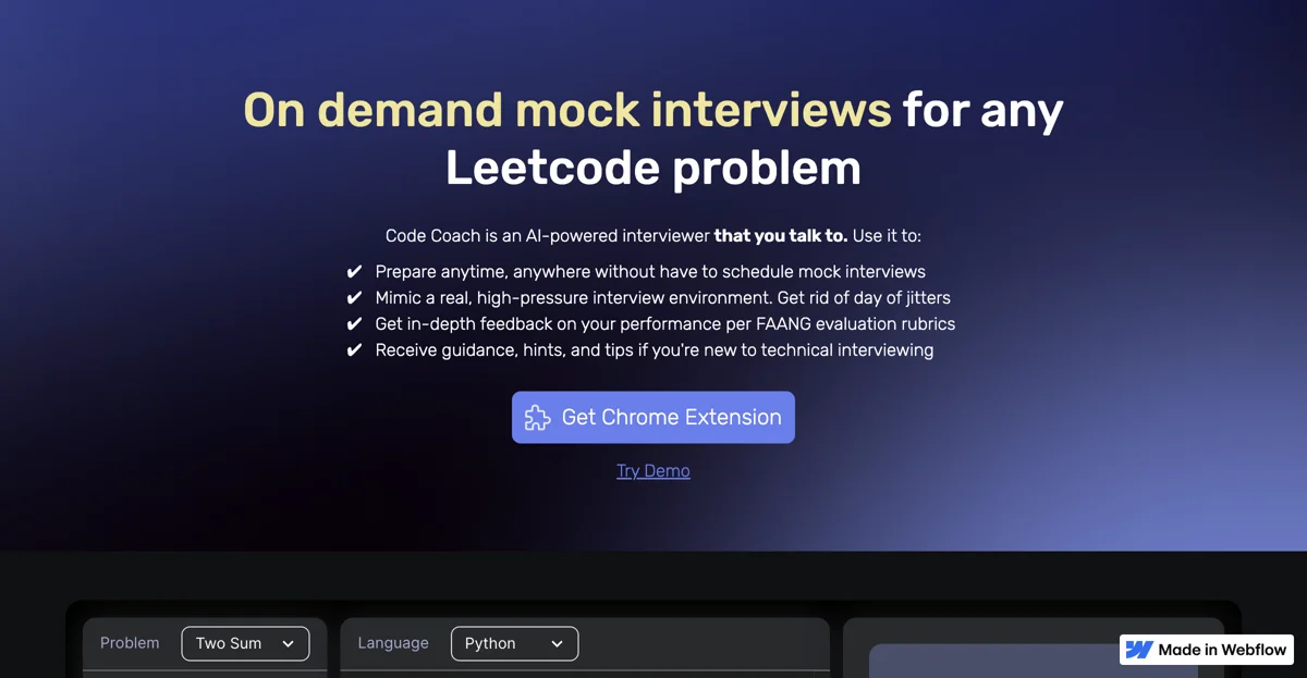 Master Coding Interviews with Code Coach: Your AI Interview Partner