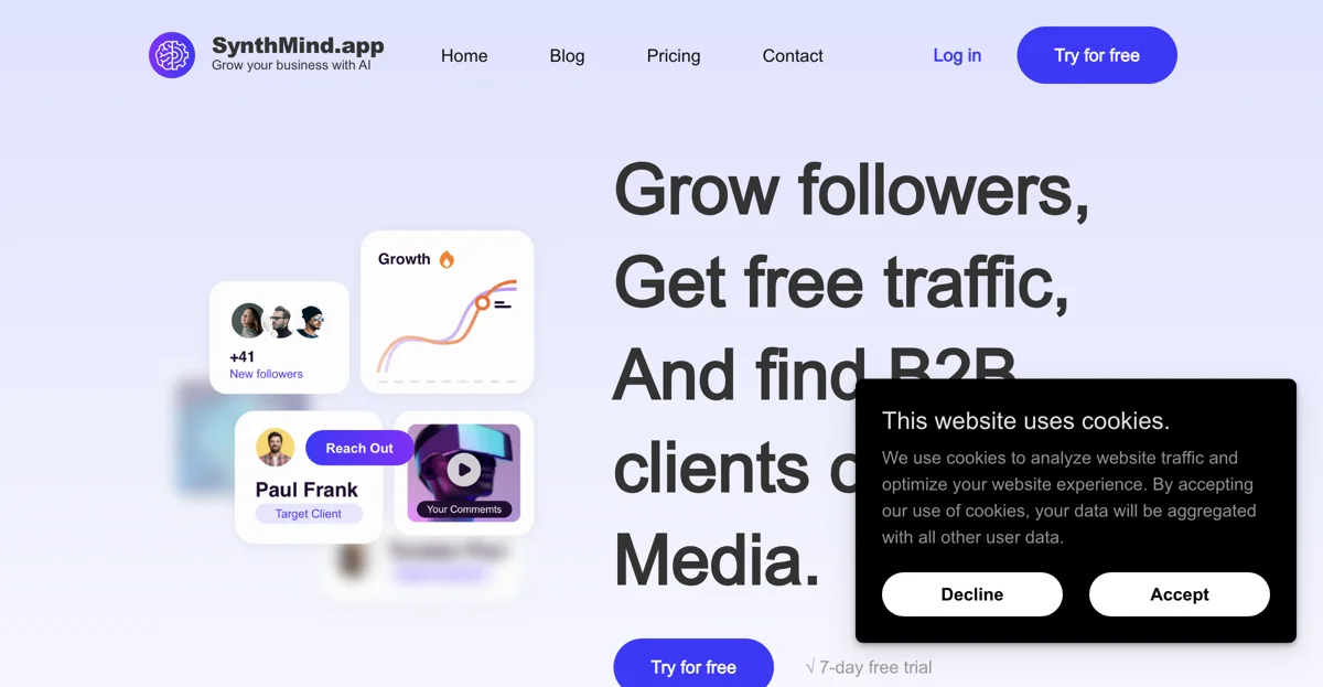 Grow Your Social Media with SynthMind AI: Try for Free!