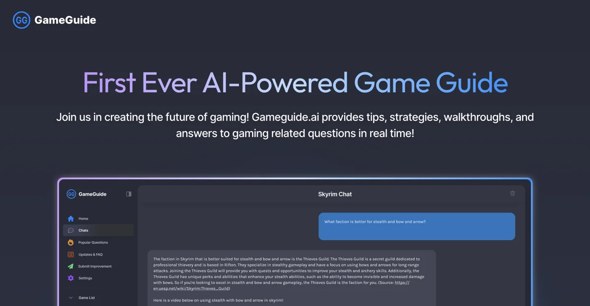 GameGuide.ai: Your Personal AI Gaming Assistant