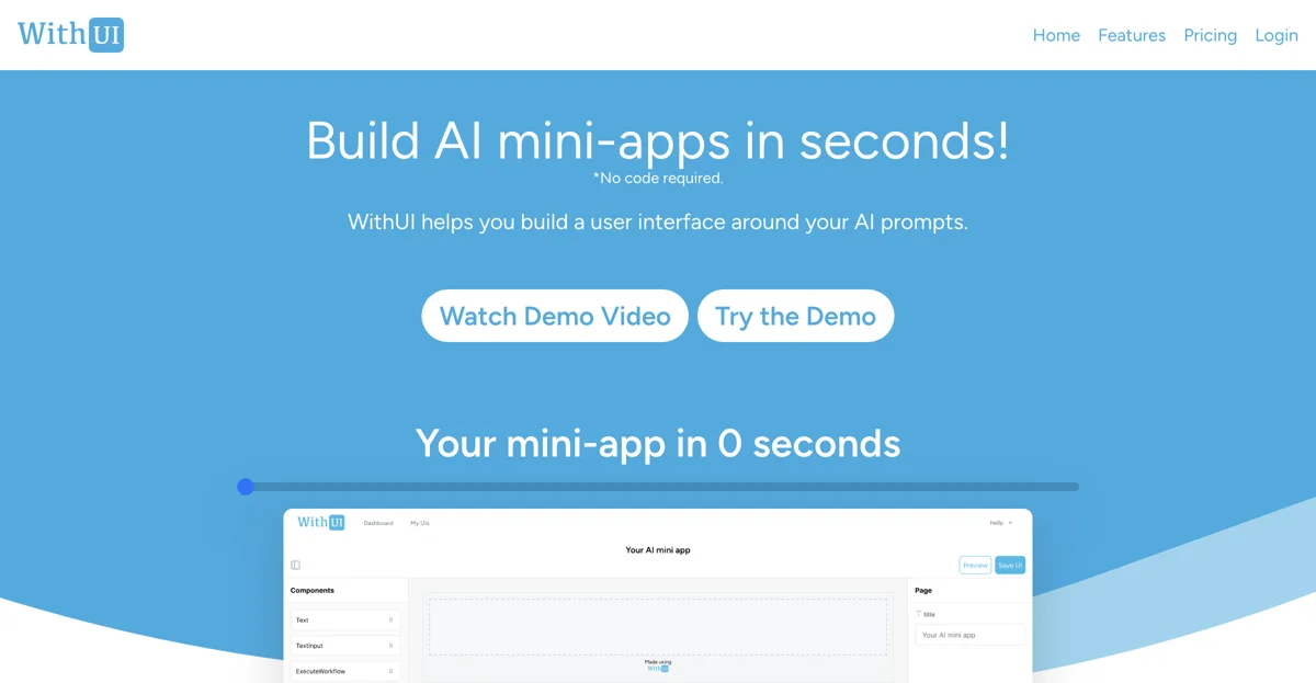 Build AI Mini-Apps in Seconds with WithUI