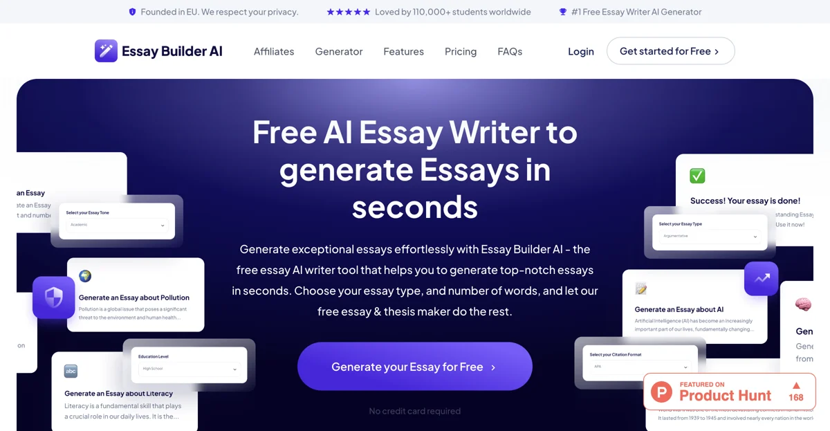 Free AI Essay Writer & Maker Generator for Students - Essay Builder AI