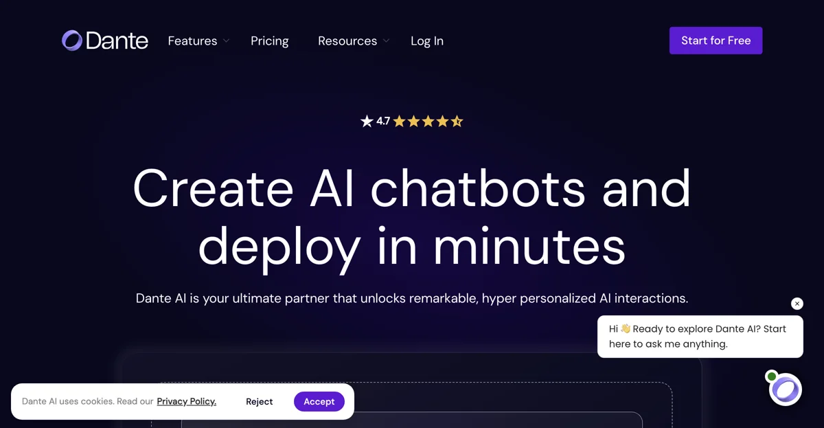 Dante AI: Tạo Chatbot AI Miễn Phí Để Nâng Cao Sự Gắn Kết Khách Hàng