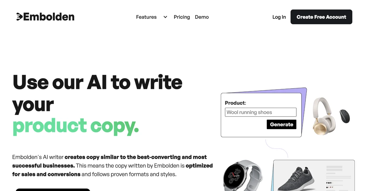 Embolden: AI Writing Tool for E-commerce Success