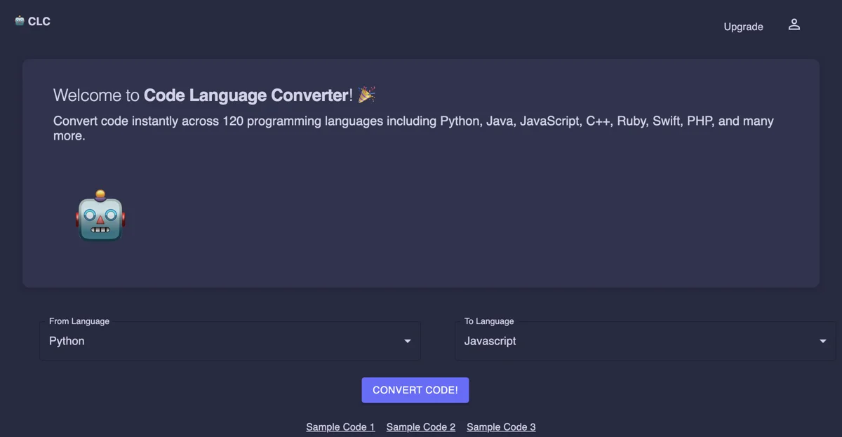 Code Language Converter - AI code converter between 120 programming languages