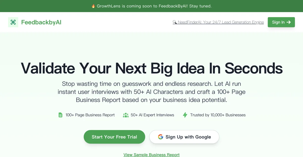 AI-Driven Business Idea Validation by FeedbackbyAI
