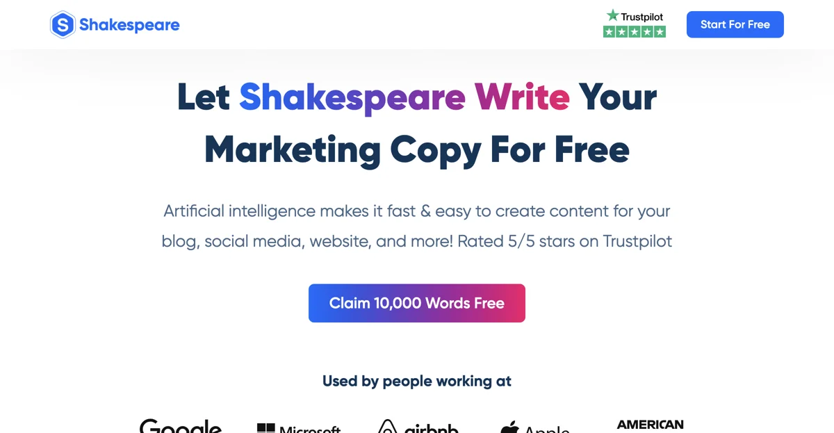 Shakespeare: AI-Powered Copywriting Tool for Marketing