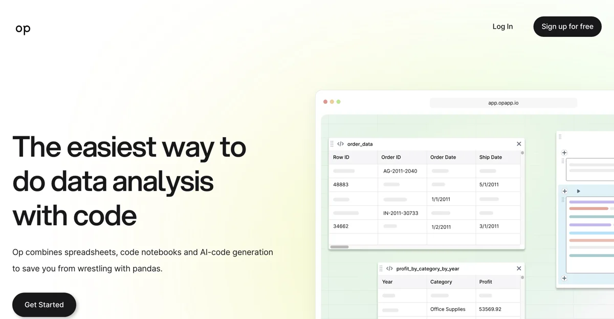 op: The Easiest Way to Data Analysis with Code