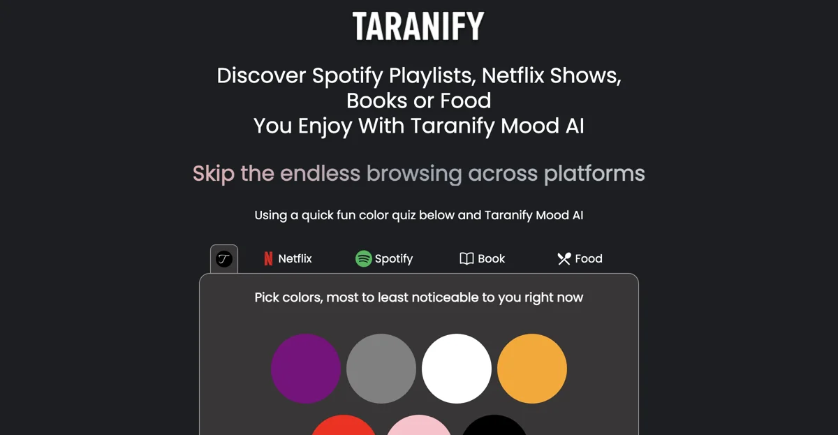 気分に合った楽しみを見つけるTaranify AI