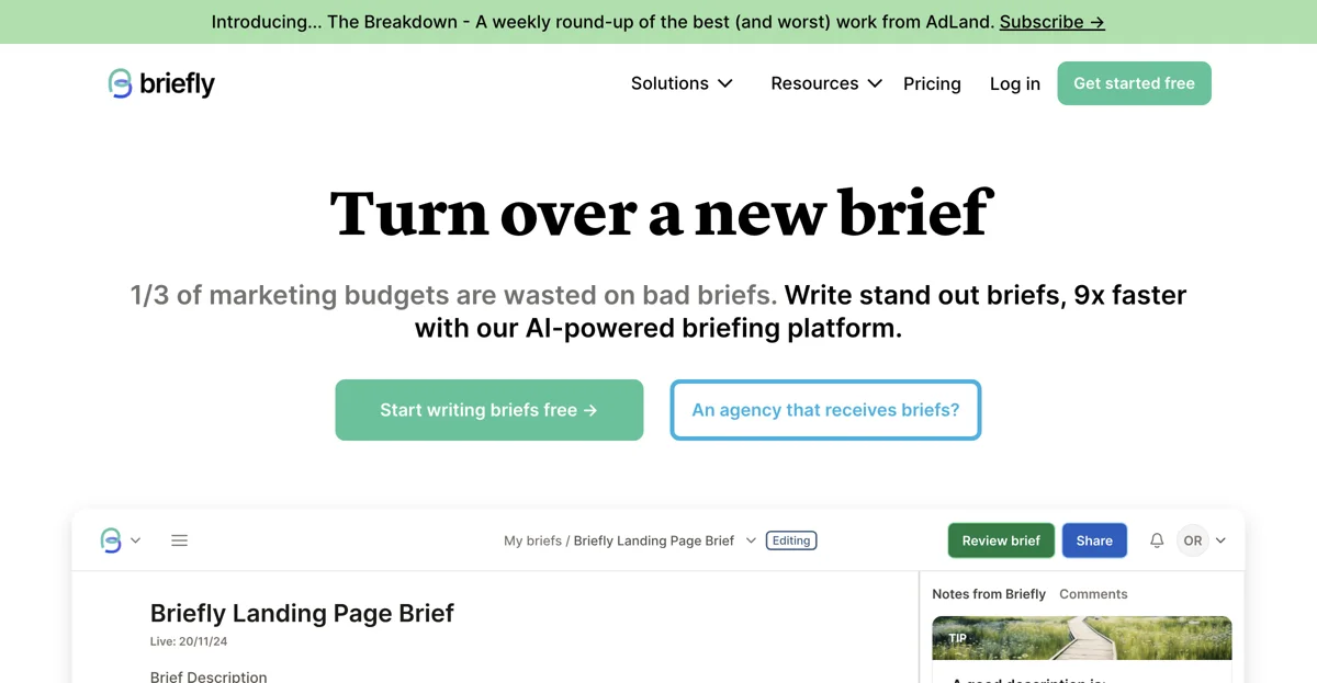 Briefly - Nền Tảng Tạo Brief Bằng AI Giúp Tạo Brief Marketing Nhanh Hơn