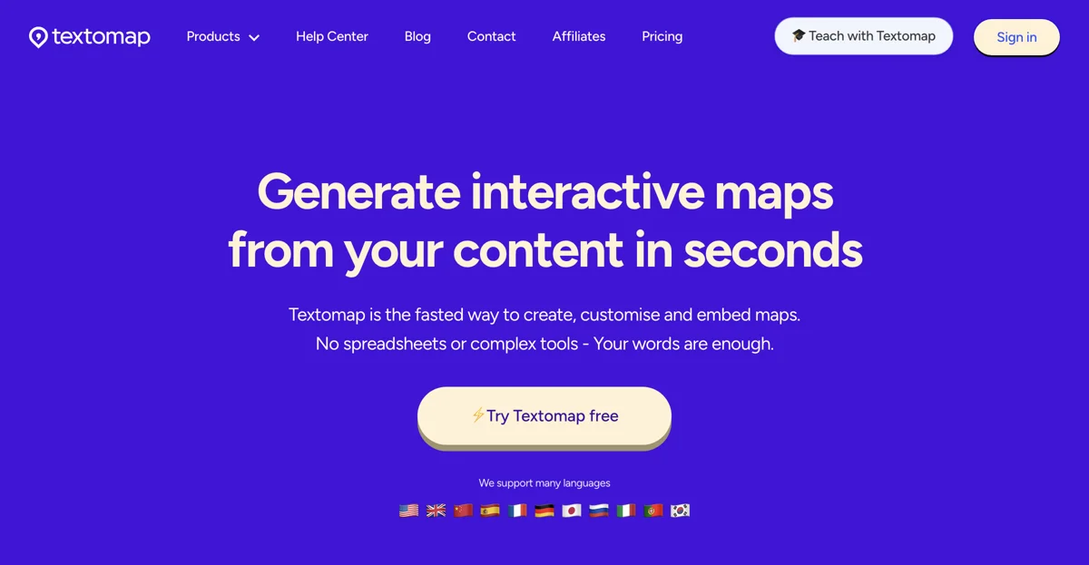 Textomap: Create Interactive Maps from Text in Seconds