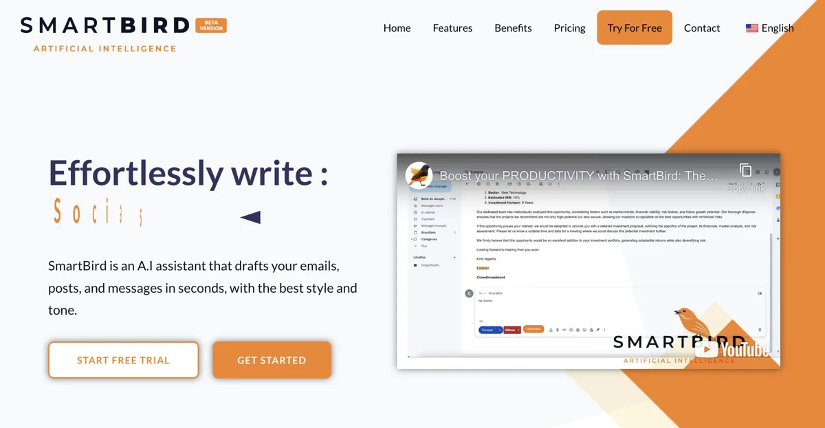 SmartBird: Your AI Writing Assistant for Effortless Communication