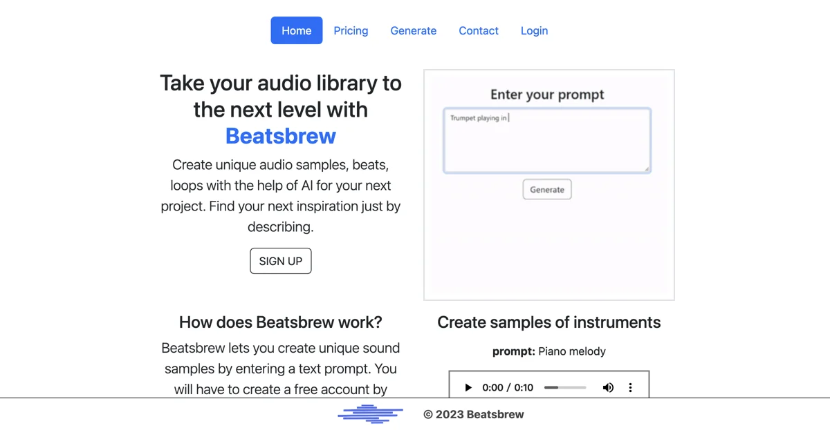 Unlock Unique Audio Samples with Beatsbrew - AI Music Generator