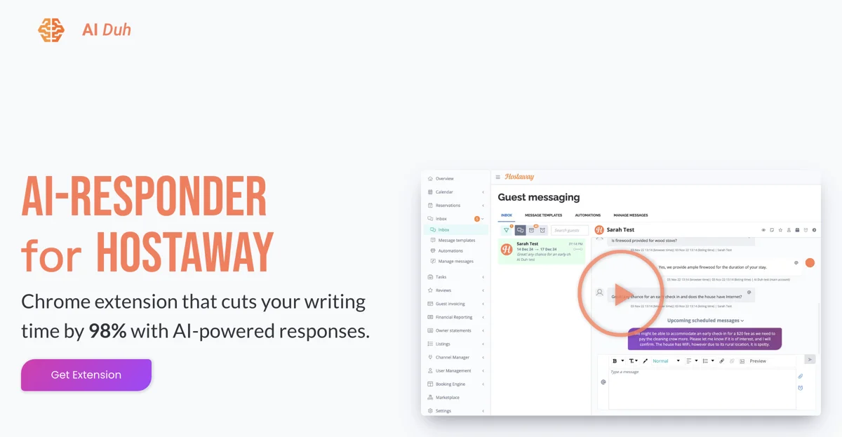 AI-Responder cho HostAway - AI Duh: Cắt giảm thời gian viết