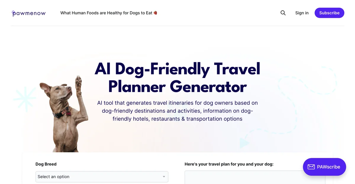 Plan Perfect Dog-Friendly Trips with AI Travel Planner