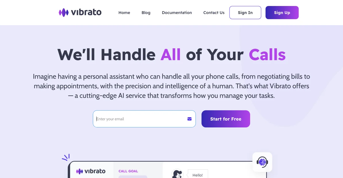 Vibrato: Your AI Assistant for Effortless Phone Calls