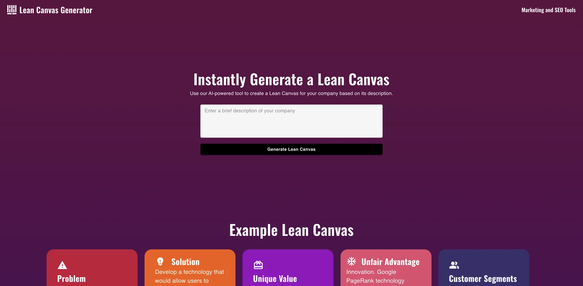 AI Lean Canvas Generator - Tạo Mô Hình Kinh Doanh Hiệu Quả