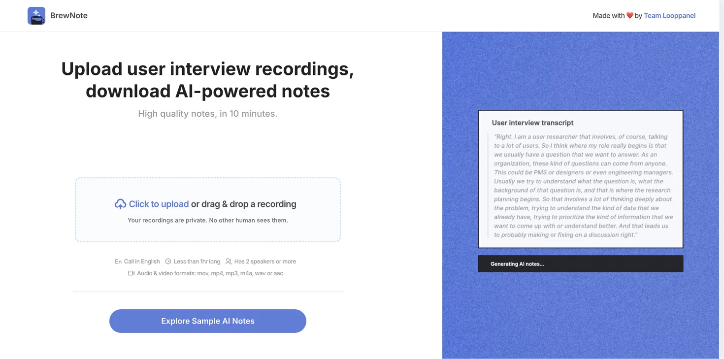 Looppanel: User Interviews to Insights in Minutes