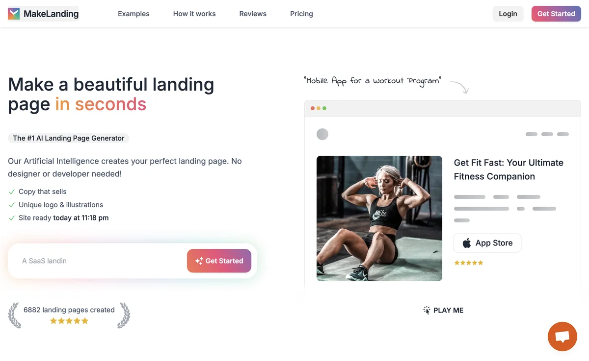 Build Beautiful Landing Pages Instantly With AI | MakeLanding