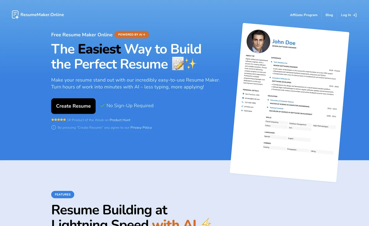 ResumeMaker.Online: Free AI-Powered Resume Maker