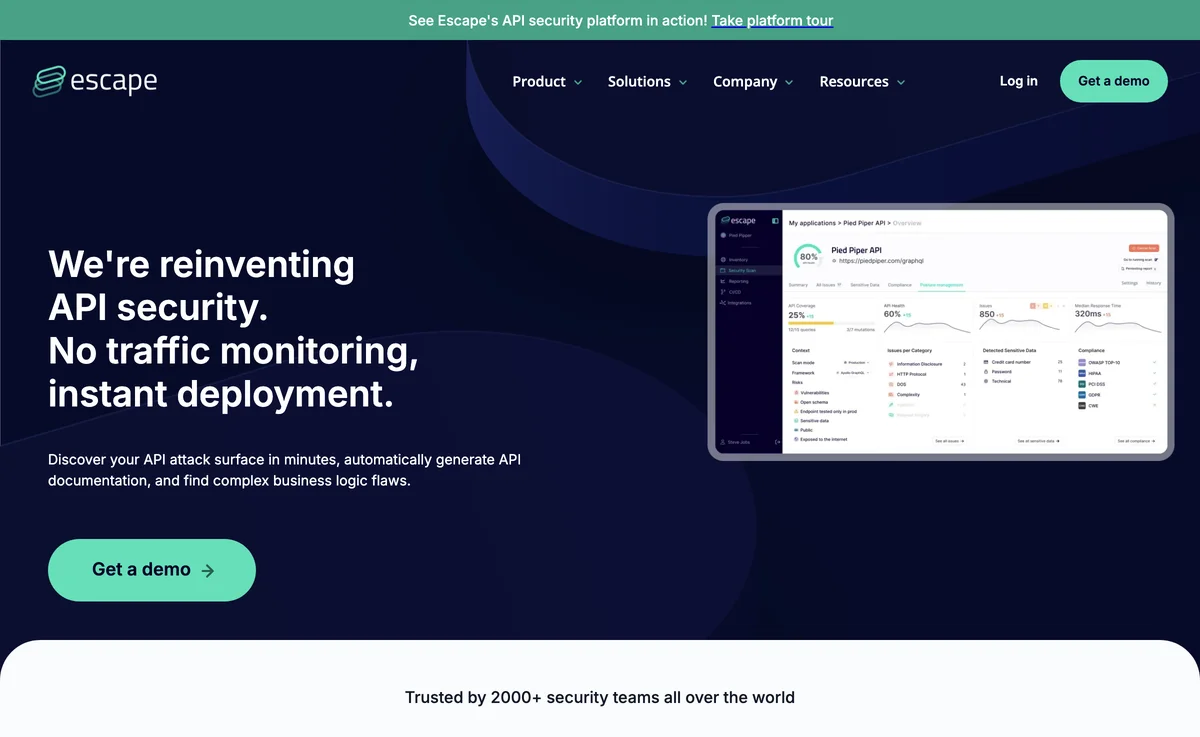 Escape: API Security Platform - Automated API Discovery & Security