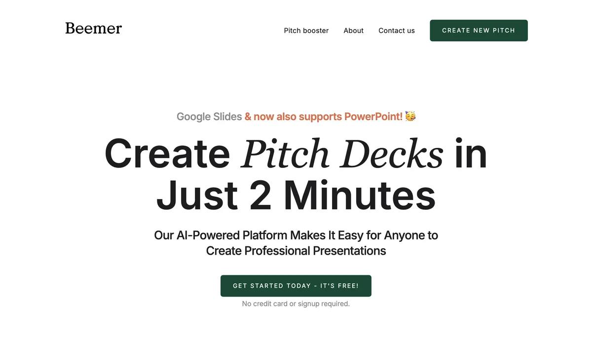 Beemer - The AI-Powered Pitch Deck Generator