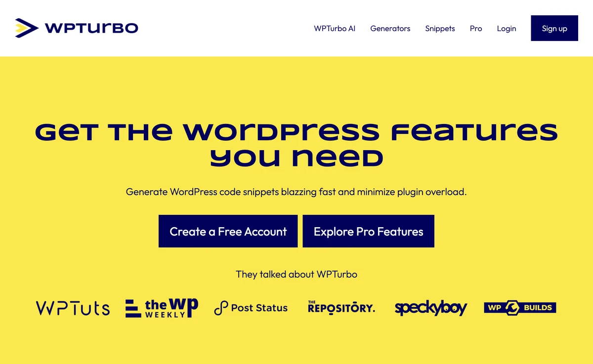 WPTurbo - Tạo Mã WordPress Siêu Nhanh