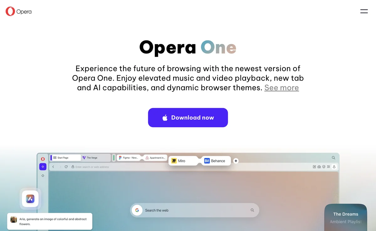 Opera One: Duyệt Web Tương Lai với AI và Tính Năng Đọc Miêu