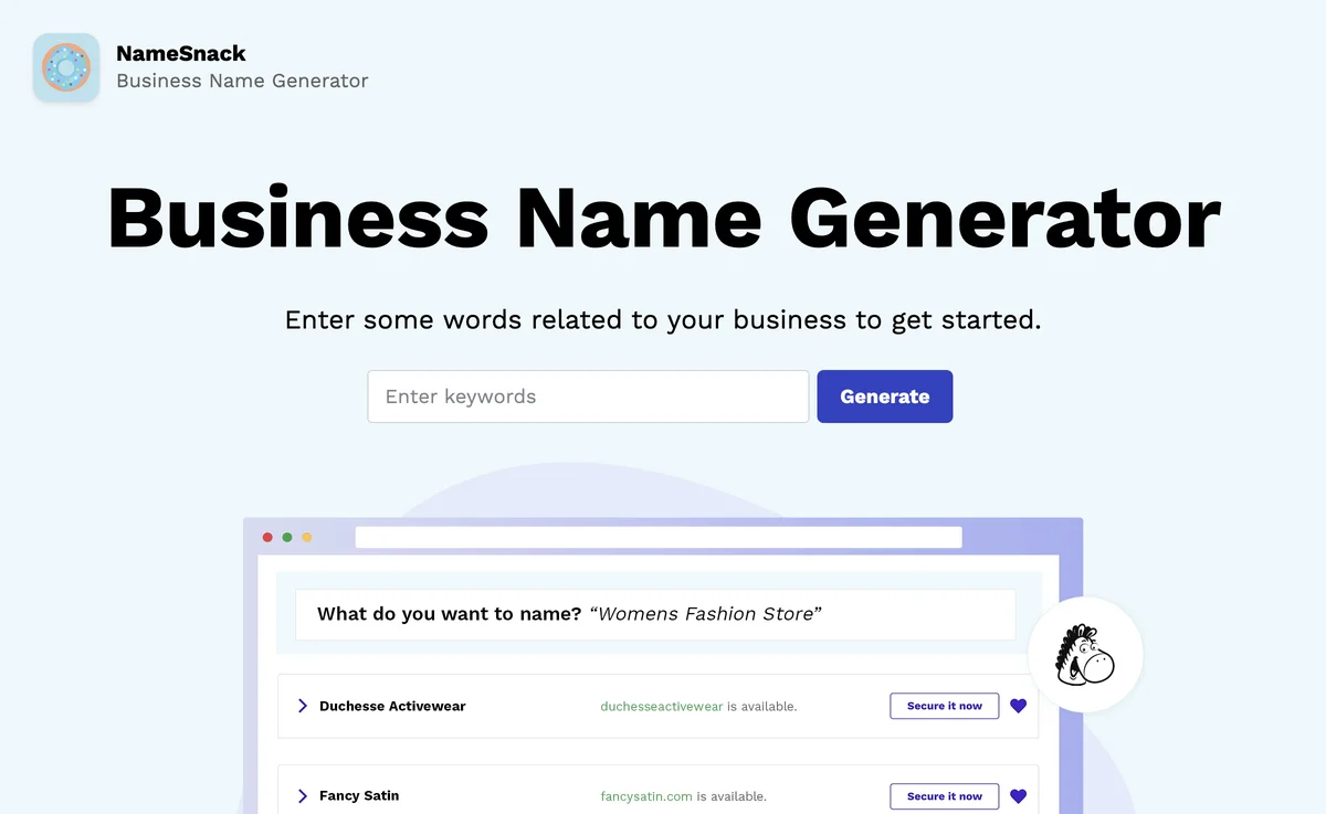 Discover Unique Business Names with NameSnack