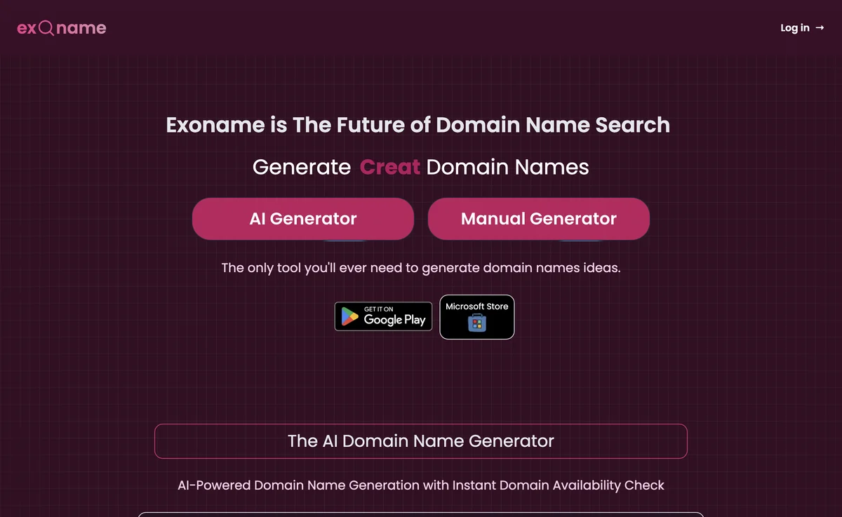 Exoname: Your All-in-one Manual & AI Domain Name Generator