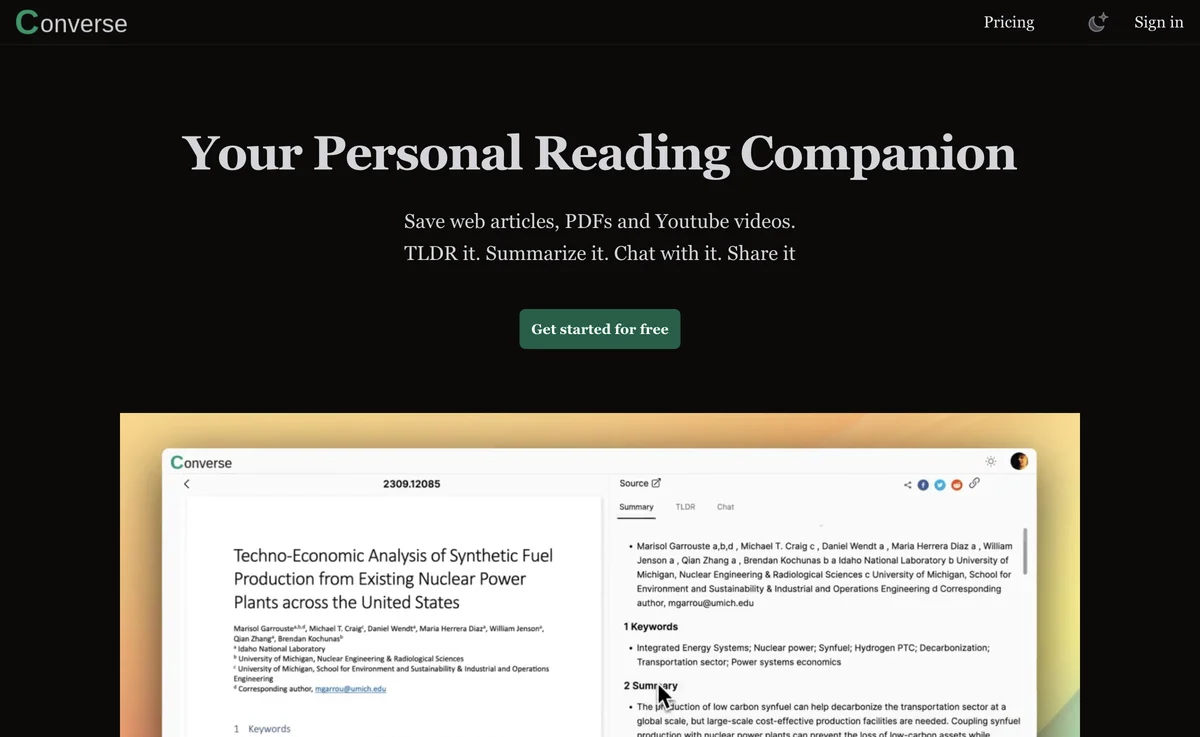 Converse: The Ultimate AI Reading Companion for Articles & Videos