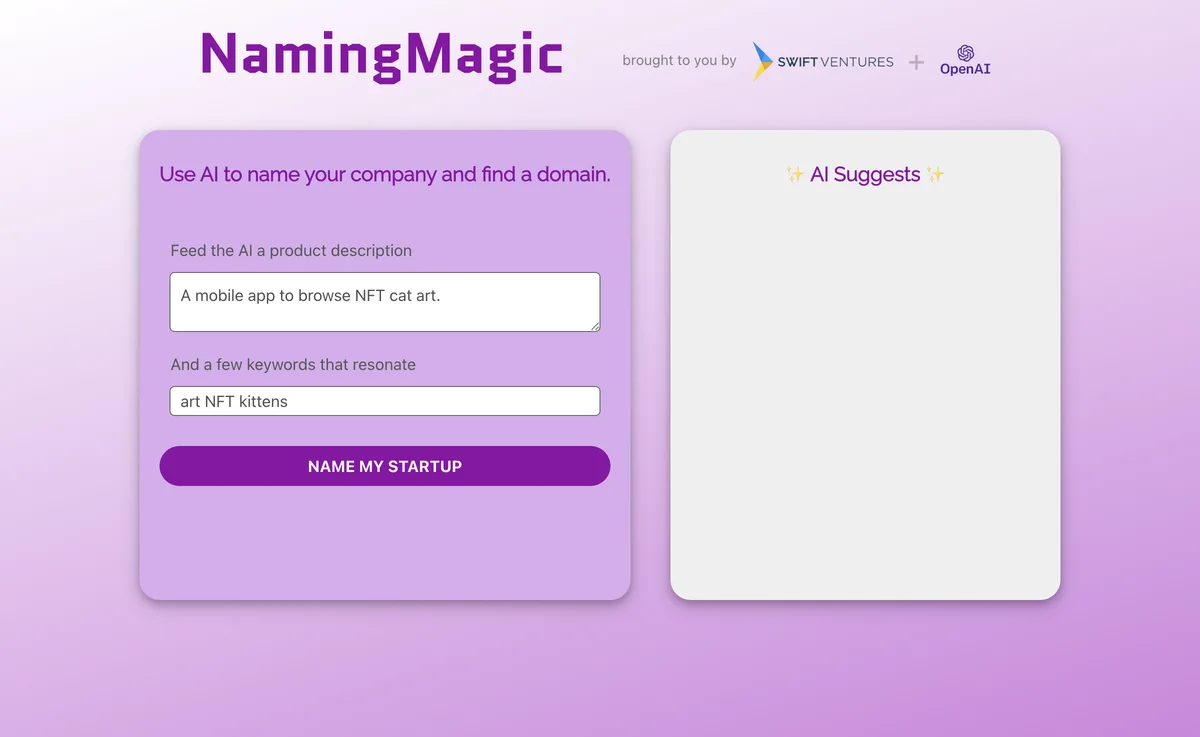 Naming Magic: AI-Powered Company Naming Tool