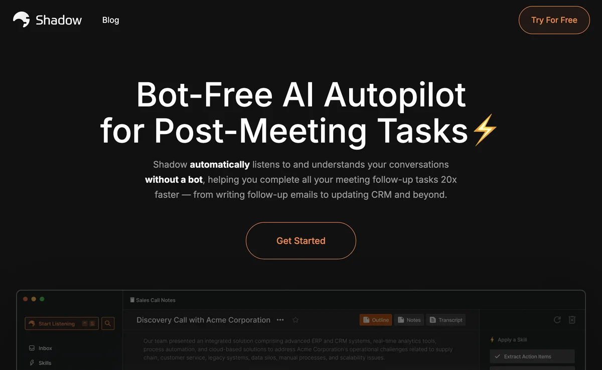 Shadow: The AI Autopilot for Effortless Post-Meeting Tasks