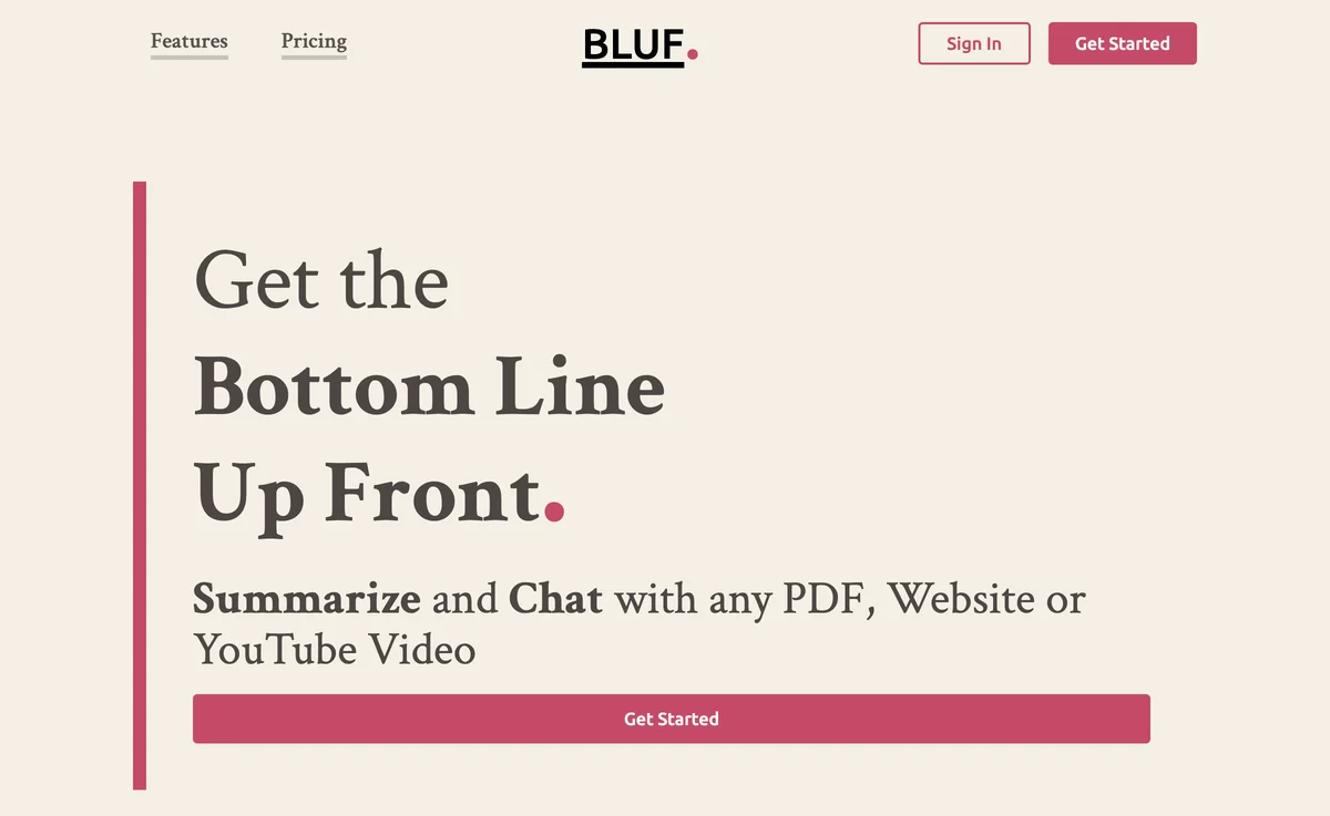 Summarize Any PDF, Website, or YouTube Video with BLUF