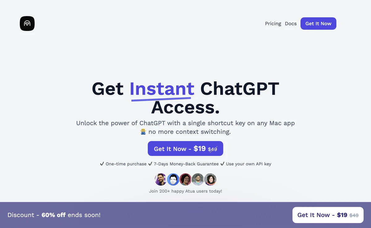 Unlock ChatGPT on Mac with Atua - Instant Access & Custom Commands