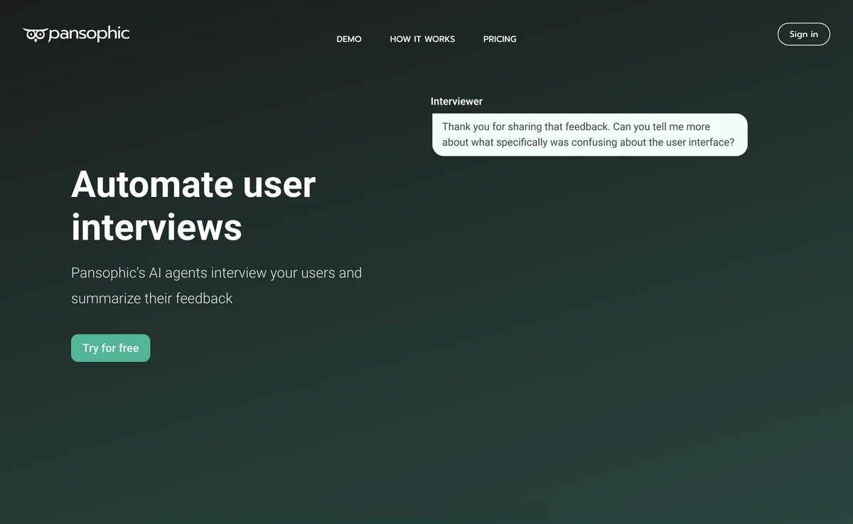 Pansophic: AI-Powered User Interviews Made Easy