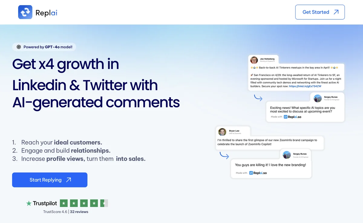 Replai.so: AI-Powered Comments for LinkedIn & Twitter Growth