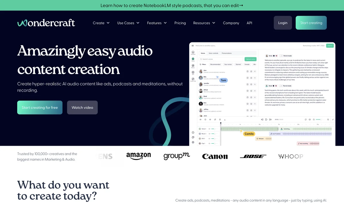 Create Stunning Audio Content Effortlessly with Wondercraft