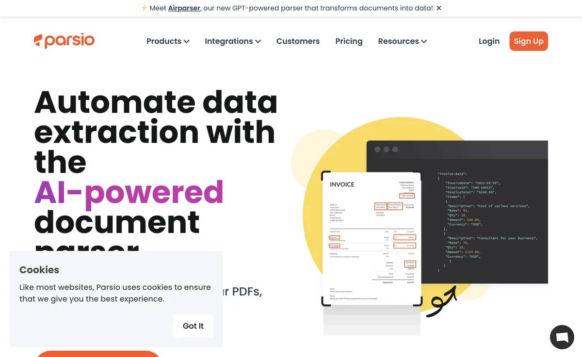 Parsio: Automate Data Extraction from Emails and Documents