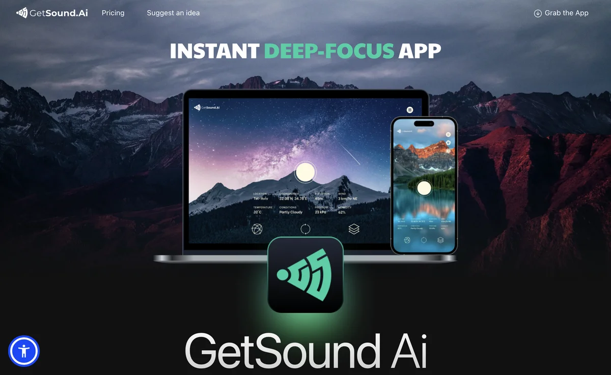 GetSound.ai: Enhance Focus with Real-Time Soundscapes