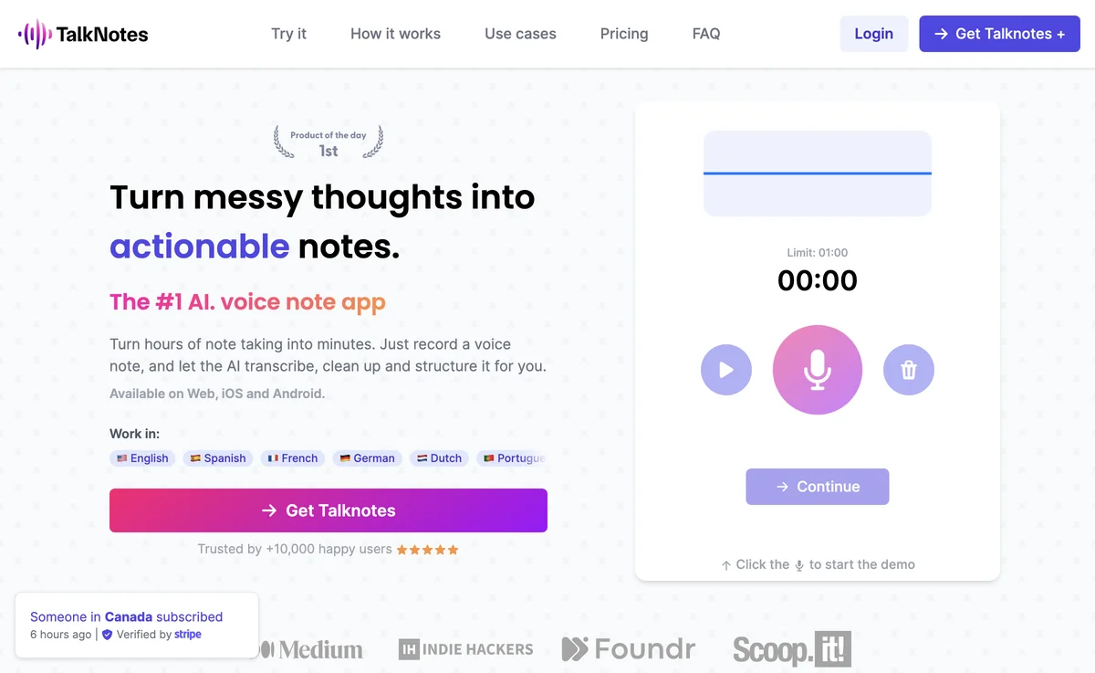 Talknotes: Transform Your Voice into Actionable Notes