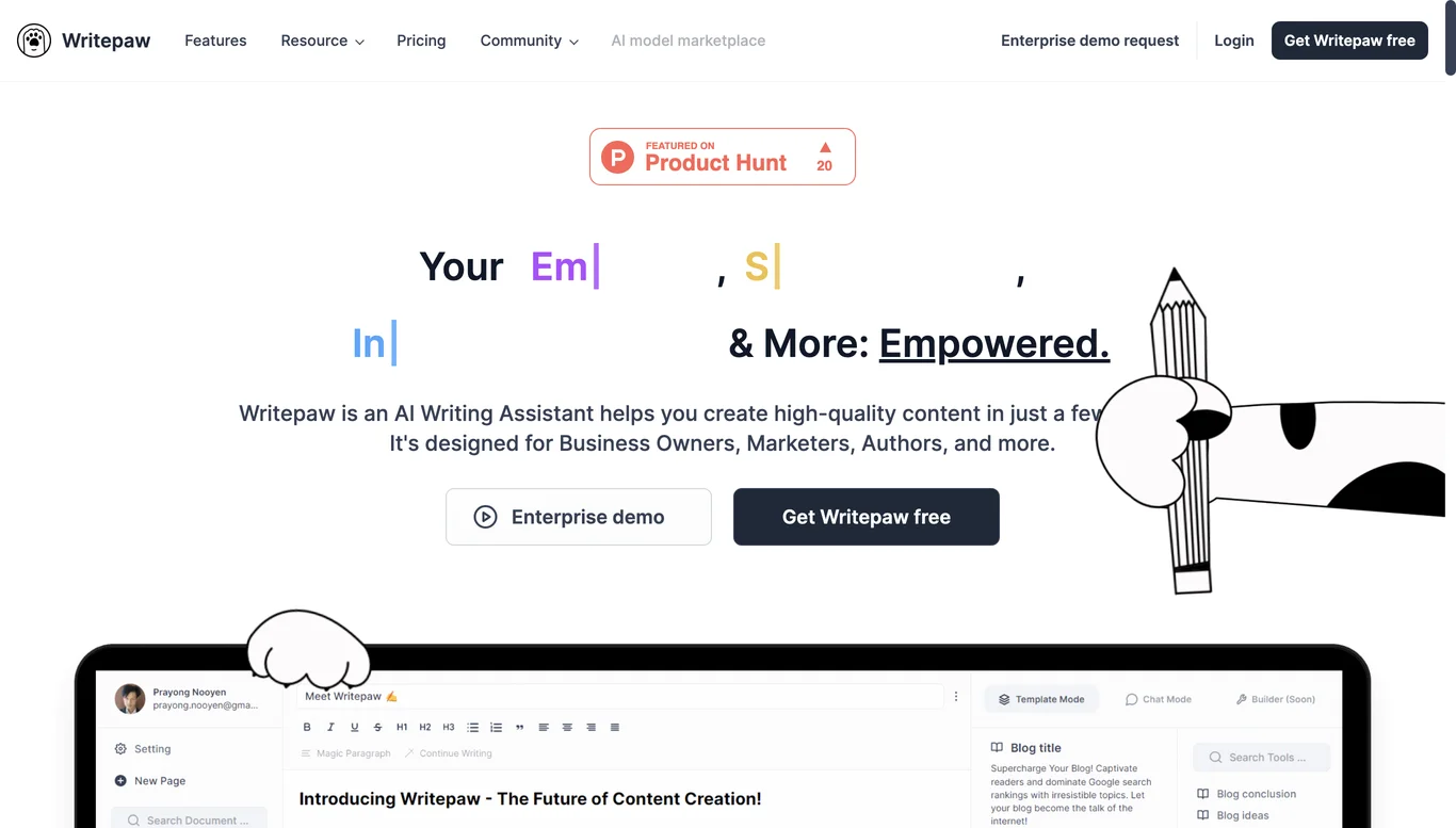 Writepaw: The Ultimate AI Writing Assistant for Content Creation