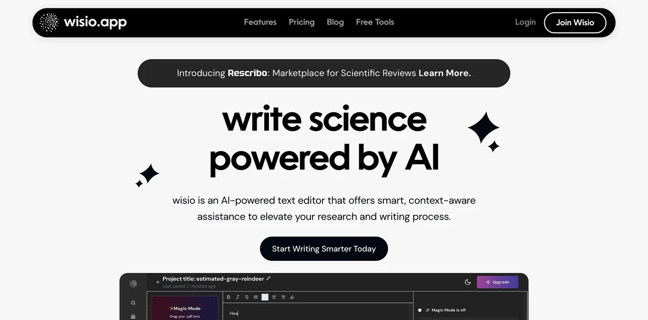 Wisio: Elevate Your Scientific Writing with AI Assistance