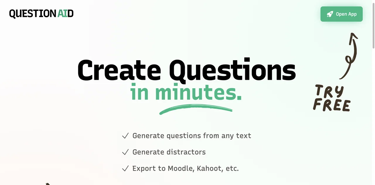 QuestionAid: Effortless Question Generation from Text