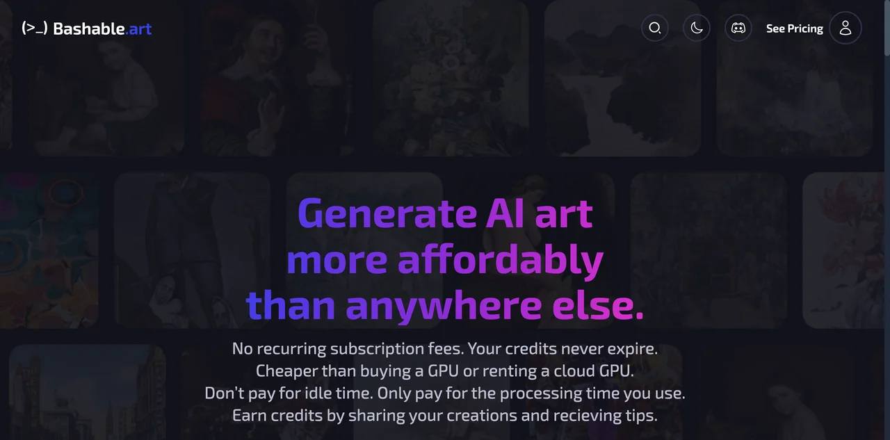 Bashable.art: Affordable AI Art Generation Without Fees