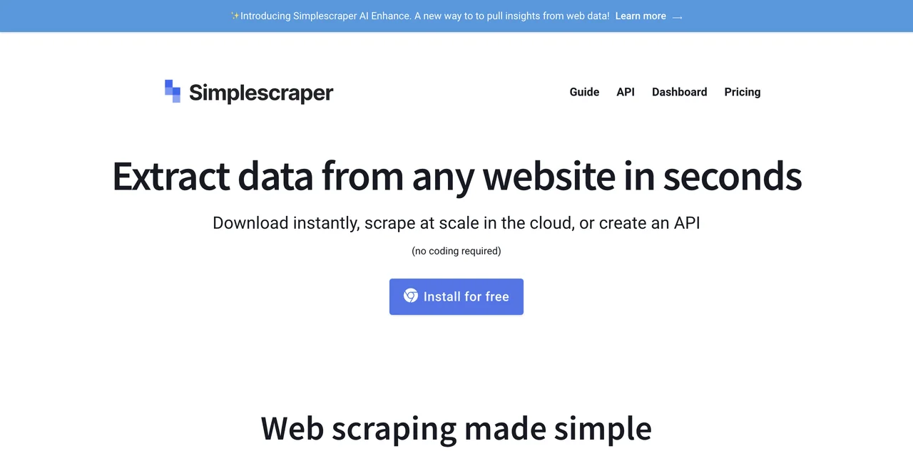 Simplescraper AI Enhance: Trích xuất dữ liệu web và tạo API một cách đơn giản