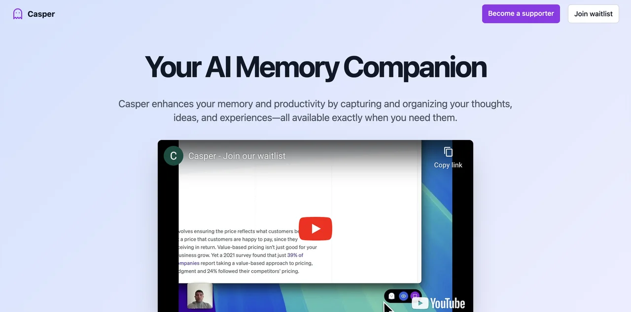 Casper: Your AI Memory Companion to Boost Productivity