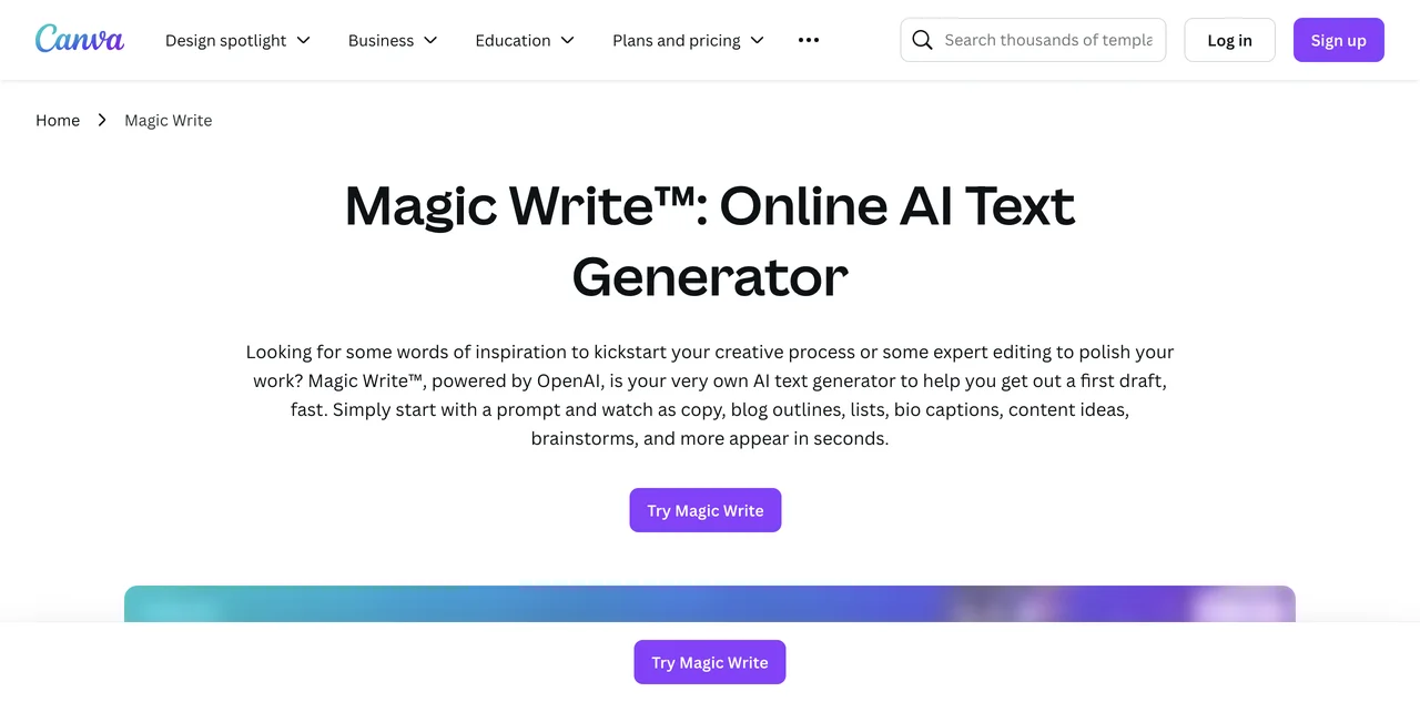 Magic Write™: The Ultimate AI Text Generator by Canva