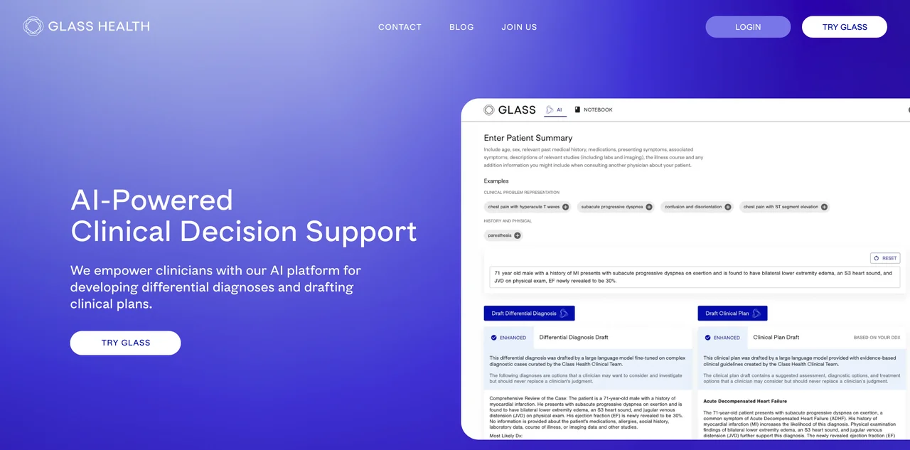 Glass: AI-Powered Clinical Decision Support for Healthcare